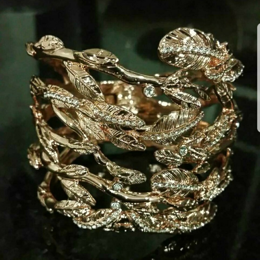 Rachel Zoe rose gold leaves cuff